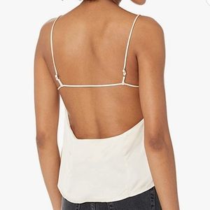 NWT ASTR THE LABEL Pearl  white camisole with open back and strappy details S